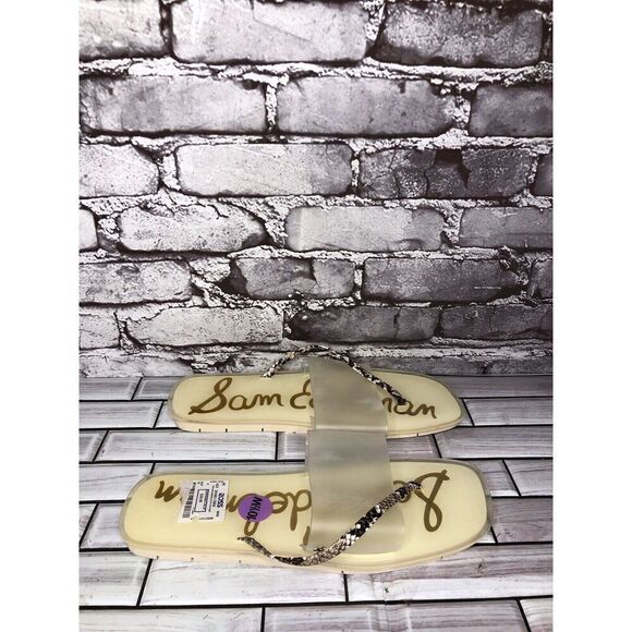 Sam Edelman Luciana Clear Cream Snakeskin Thong Strap Slide Sandals Women 10.5M - Picture 6 of 16